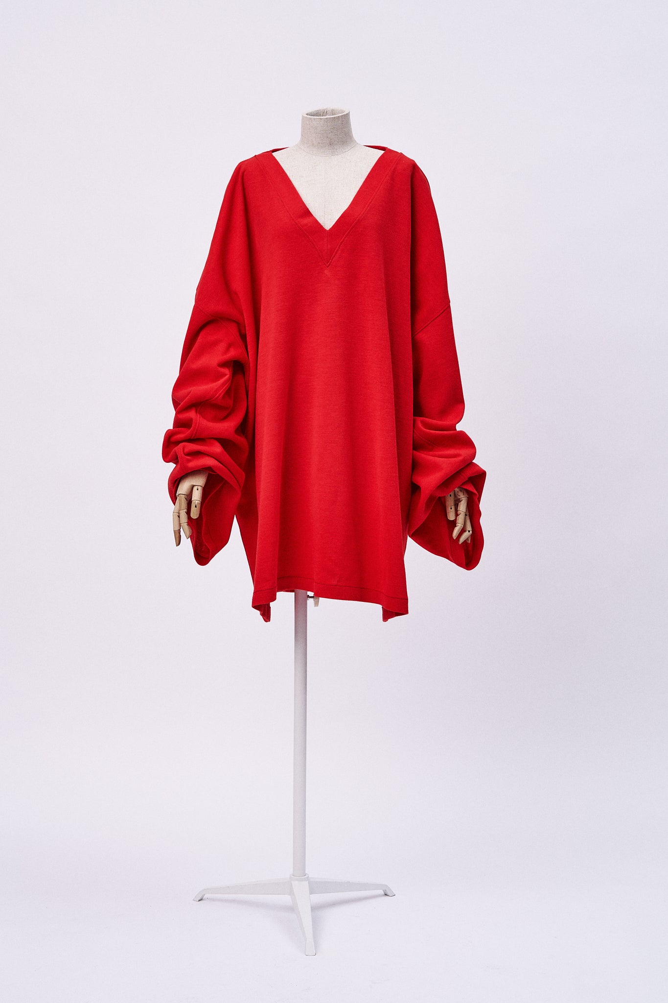 Oversized V-Neck Sweater, Red