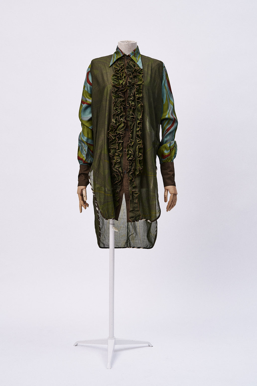 Upcycled Ruffled Silk Shirt